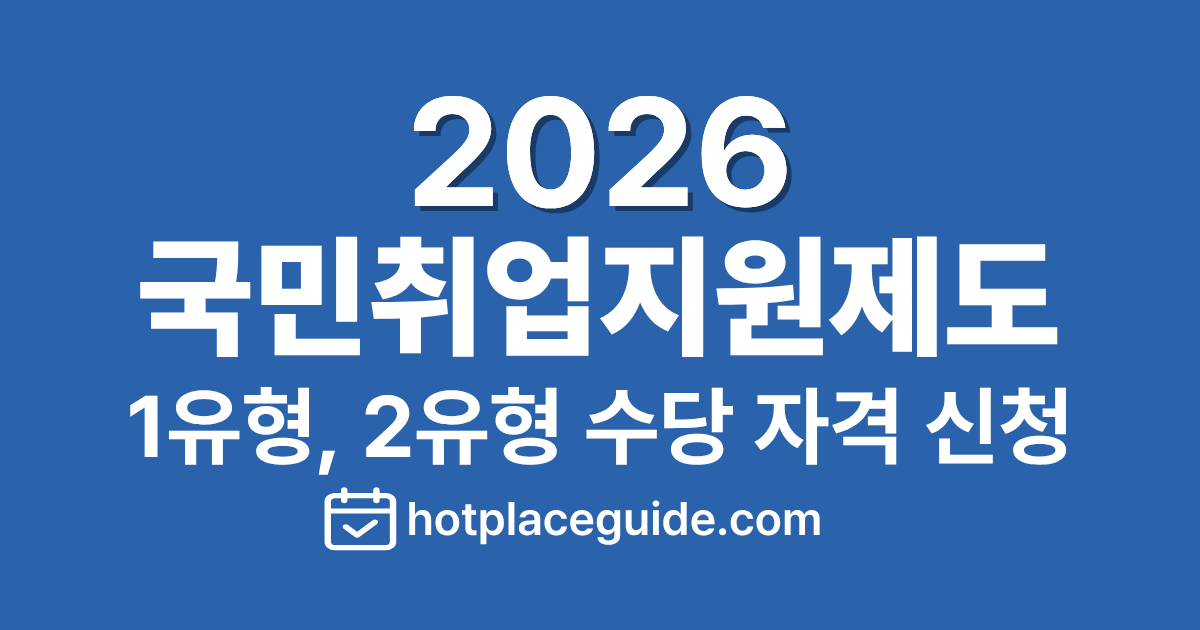 2026 국민취업지원제도 1유형 2유형 자격 조건 및 구직촉진수당 신청 방법 총정리
